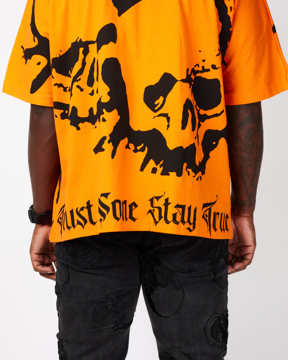 Orange Skull Crush Tee