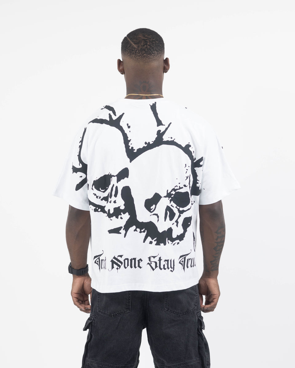 White Black Skull Crush Tee