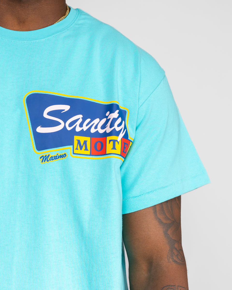 Turquoise Sanity Motel Tee